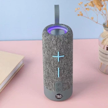 Портативная беспроводная Bluetooth-колонка T&G TG619C 10 Вт с RGB-подсветкой, FM-радио, USB, AUX, кардридером и функцией вызова (1200 mAh) Grey