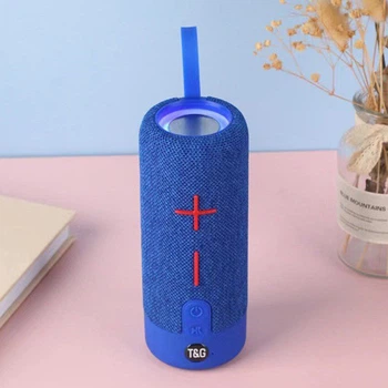 Портативная беспроводная Bluetooth колонка T&G TG619C 10 Вт с RGB подсветкой, FM-радио, USB, кардридером и TWS, Blue (1200 mAh)