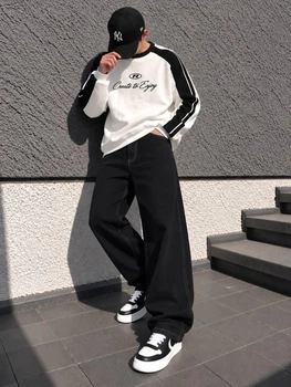 Чоловічі джинси Baggy Difransel 29 чорний з білими швами