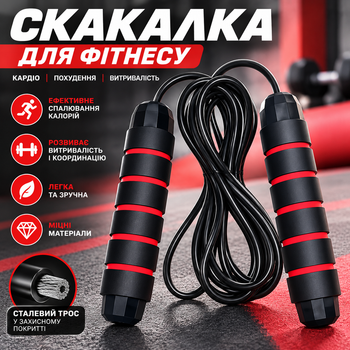 Скакалка для фитнеса EasyFit со стальным тросом в защитном покрытии, спортивная скакалка для кардио, тренировок и похудения