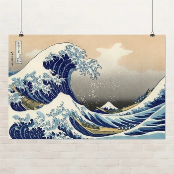 Постер Велика хвиля в Канаґаві, Хокусай, Hokusai, Great Wave off Kanagawa, інтер'єрний декор, A0 71×106 см (id6779)
