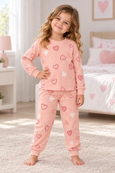 Піжама тепла Pink Hearts — байка абрикосовий 98 см