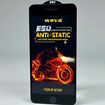 Защитное стекло Weva ESD Anti-Static для iPhone 7 Plus-8 Plus черное с максимальной защитой от статического электричества FG-1277