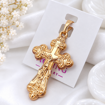 Крестик Xuping Jewelry длина c ушком 3.9см ширина 2см медзолото позолота 18К к400
