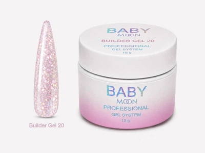 Гель для наращивания с блестками BABY Moon Glitter Builder Gel №20, 15 мл