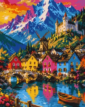 Картина за номерами Яскраві доми біля озера 40x50 BS54706