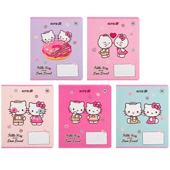 Зошит 12 аркушів, клітинка, софт тач + УФ лак, Hello Kitty-2 Kite HK25-232-2