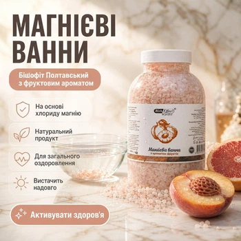 Магниевые ванны Бишофит Полтавский BishEffect с ароматом фруктов 1000 г