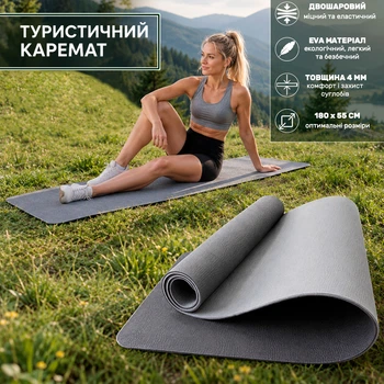 Килимок туристичний 180х55смх4мм (каремат в намет та під спальний мішок) мат для туризму, кемпінгу, походу та природи OSPORT