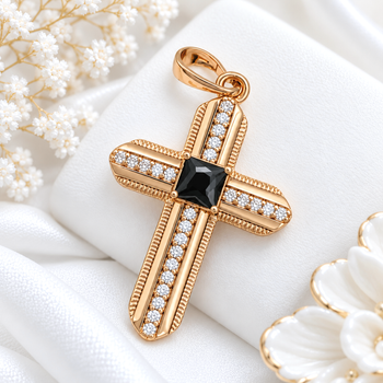 Крестик Xuping Jewelry длина с ушком 3.7см ширина 2см на цепочку до 5мм медзолото к371