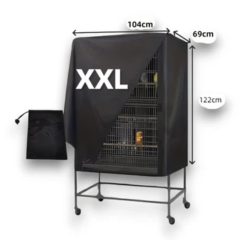 Міцний дихаючий чохол для клітки Чорний XXL 69*104*122 см
