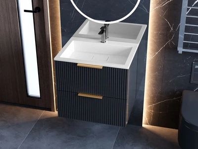 Тумба подвесная Status Aqua 60 Антрацит, с умывальником Aria Low 60