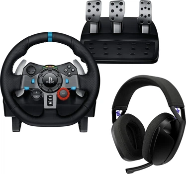 Ігровий комплект Logitech G29 Driving Force для ПК/PS4/PS5 + Бездротова ігрова гарнітура Logitech G321 Black (991-000585)