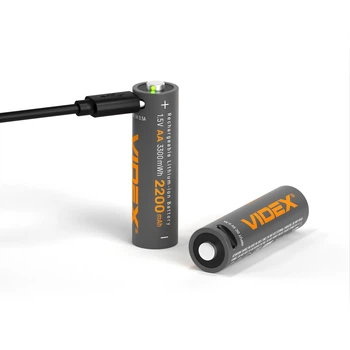 Акумулятори VIDEX LIR6C/AA USB-C 1.5V 2200mAh, 2 шт.
