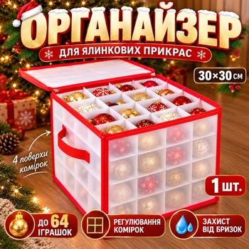 Органайзер для хранения елочных игрушек (коробка, ящик, сумка для новогодних украшений) 1 шт.