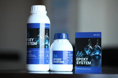 Эпоксидная смола 1,6 кг Lite Epoxy System тонкослойная, прозрачная, для заливки до 10 мм + отвердитель для Resin Art, картин, подставок, часов, сувениров и декора из молдов