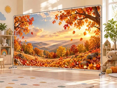 Осенний баннер для фотозоны PHOTODECOR «Горная долина в осеннем сиянии» 1 кв.м