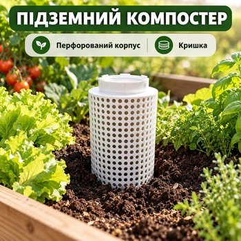 Подземный садовый компостер для органических отходов и вермикомпостирования, пластиковый контейнер с крышкой, 26×11 см, белый