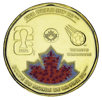 Монета Канада 1 доллар 2026 UNC ФИФА Чемпионат мира по футболу 2026 года Цветная