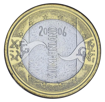 Монета Финляндия 5 евро 2006 Биметалл UNC Председательство Финляндии в ЕС