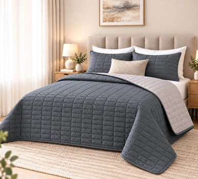 Покрывало IDEIA Stone Gray Евро 220х240 см Стеганое двустороннее Микрофибра Темно-серое / светло-серое (4823133302065)