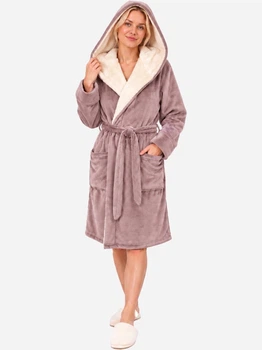 Халат женский с капюшоном зимний BARWA garments 0411 M Капучино (2110004112659)