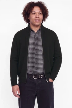 В'язаний чоловічий кардиган чорний Jack&Jones Soho Ollie на блискавці 3XL (300534-black-14129)