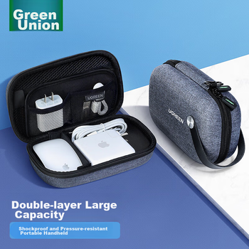 UGREEN Дорожный чехол для хранения цифровых данных, портативный чехол для жесткого диска, защитный чехол для наушников, кабелей передачи данных, зарядных устройств, внешних аккумуляторов, многофункциональный портативный органайзер с жестким корпусом, водо