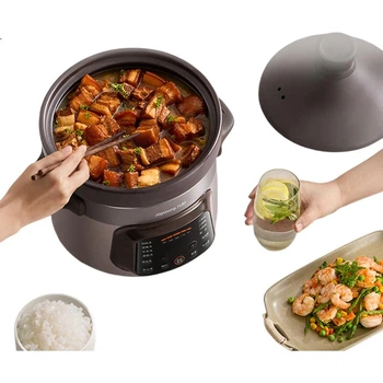 Електрична тушкована каструля Joyoung Quick-Stew, електрична глиняна каструля для тушкування, фіолетовий глиняний горщик, тушкована каструля «Пташине гніздо» для каші, багатофункціональна каструля великої місткості з функцією резервування та підтримки теп