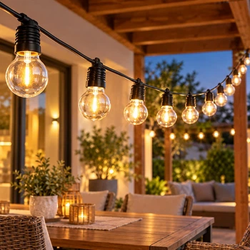 Уличная гирлянда на солнечной батарее 10 м, 25 LED-ламп, теплый свет