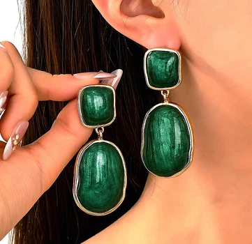Женские сережки с крупными подвесками jewelry Зеленые
