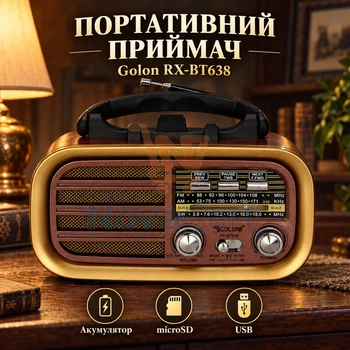 Портативный радиоприёмник с аккумулятором, ретро радио с ручкой для переноски, музыкальный проигрыватель с USB и картой памяти