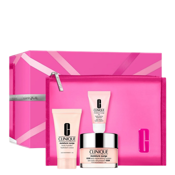 Zestaw kosmetyków do pielęgnacji twarzy Clinique Hydration Essentials krem nawilzajacy Moisture Surge 50ml + balsam do ciala 30ml + balsam do ust 10ml + kosmetyczka (192333320402)