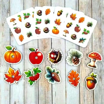 Деревянная игра Фрукты к осенней поляне+карточки (без досточки)