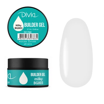 Гель для нарощування Divia “Builder Gel” Di1760 (14 г) Milky
