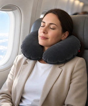 Подушка для подорожей надувна Intex підковоподібна під шию 36×30×10 см