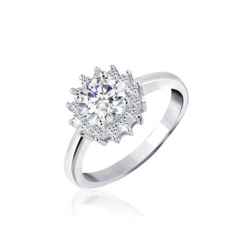 Срібна каблучка «Classic Halo Solitaire»