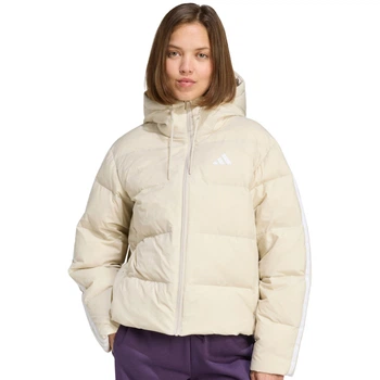 Пуховик прошитий Essentials Climawarm 3-Stripes Puffer Down Hooded Jacket Adidas JM4107 L Бежевий (4068811737061)