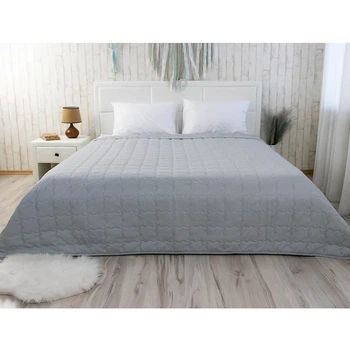 Двустороннее декоративное покрывало Руно Soft Line 150х212 см серое