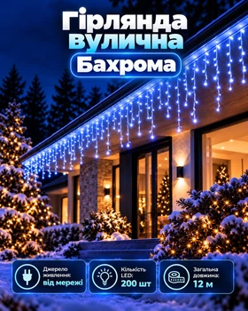 Новогодняя гирлянда Бахрома для праздничного убранства / Светодиодный декор для окон и фасадов / Мерцающая иллюминация для дома