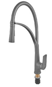 Смеситель для кухни Plamix Lucas-017 SET Graphite Refl.Grey термопластиковый (цвет графит+гибкий серый излив) (PM0723)