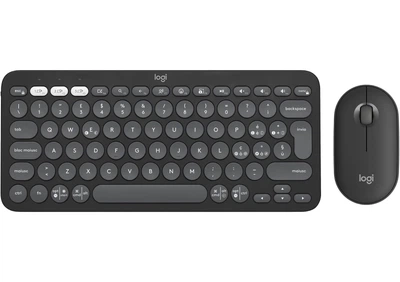 Комплект (компактна ножична клавіатура, оптична миша) Logitech Pebble 2 Combo Graphite (бездротовий, Bluetooth, USB-приймач, італійська розкладка) (920-012221) - Б/В