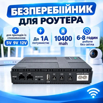 Бесперебойник для роутера 10400mAh 18W Wifi без света 5V 9V 12V Павербанк для интернета