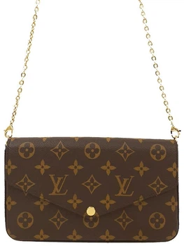 Сумка женская с логотипом Louis Vuitton Monogram Pochette Felicie M81896 Monogram Canvas 2Way Shoulder Bag Коричневый
