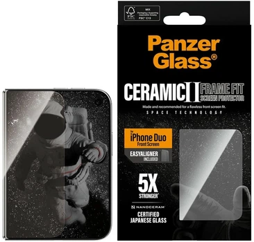 Керамічний захист зовнішнього екрана Apple iPhone Duo PanzerGlass Ceramic Sub Frame Fit з EasyAligner (PG93051)