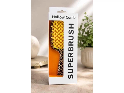 Гребец Супер Браш ТМ EСТЕТ Hollow Comb ЛЕО жёлтый, силіконовый ворс, 21*9*5 см