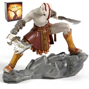 Колекційна фігурка Кратос (Kratos) на скелі, з клинками Хаосу, 18 см — God of War