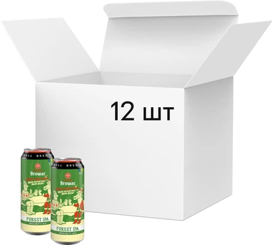 Упаковка пива Волинський Бровар Forest IPA світле нефільтроване 5.7% 0.5 л х 12 шт (14820183001457)