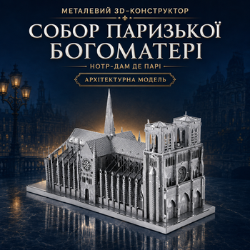 3D-пазл з металу «Собор Паризької Богоматері», модель 11,5 см