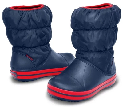 Дитячі крокси чоботи для дівчинки Crocs Winter Puff Boot Navy/Red (22-23, синій)